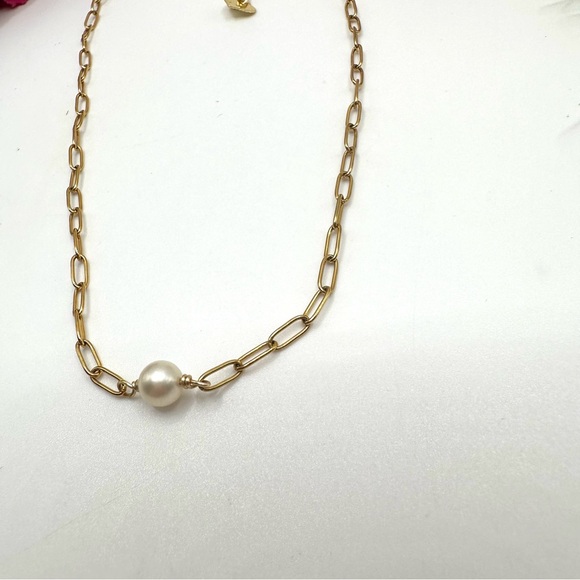 NEW⚜️Freshwater Single Pearl Chain Necklace - Picture 4 of 5